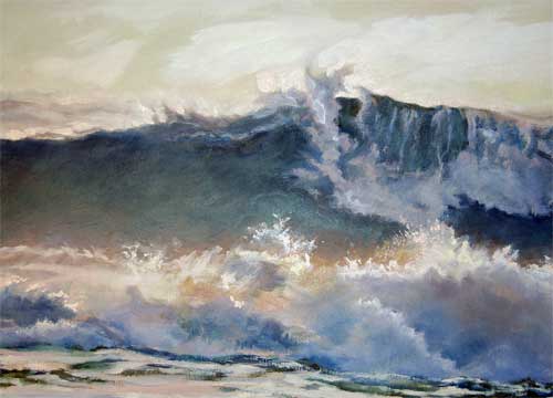 Catch the Wave at Cave Point, oil by Roxanne-Hanney